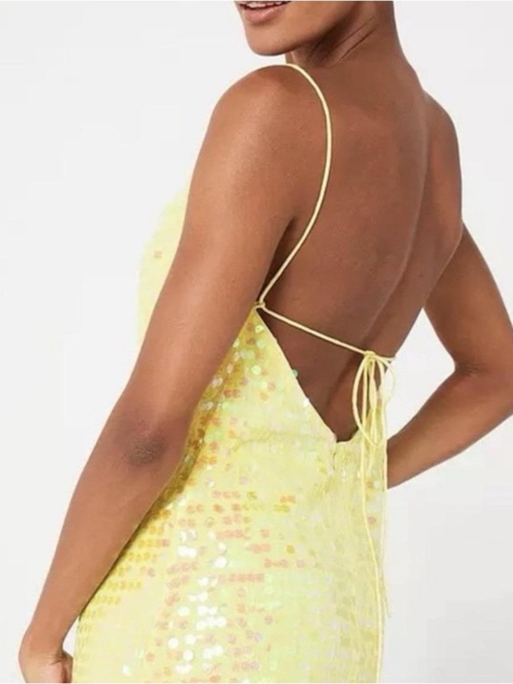 Hugo Women’s Koniya Sequin Midi Yellow Cocktail Dress Size 14 - Picture 2 of 9